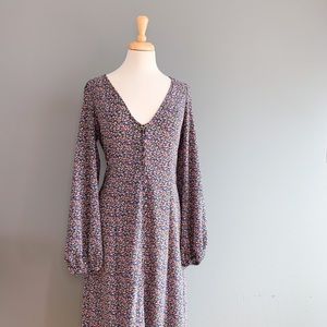 Button down floral maxi dress w/ balloon sleeves